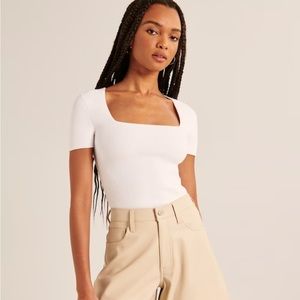 Abercrombie Ottoman Square Neck Top in white